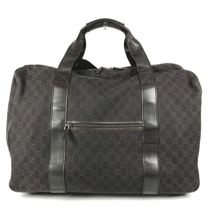Gucci Boston Bag GG Logo Canvas Leather Brown