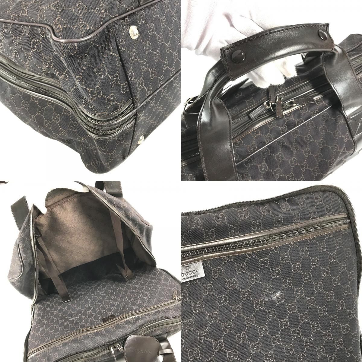 Gucci Boston Bag GG Logo Canvas Leather Brown — view 7