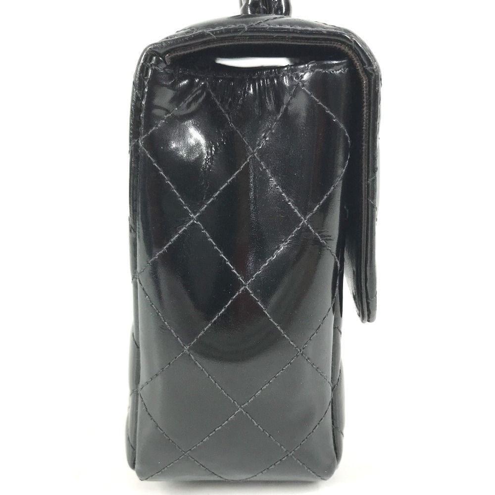 Chanel Handbag Top Handle Quilted CC Logo Vintage Patent Black — view 3