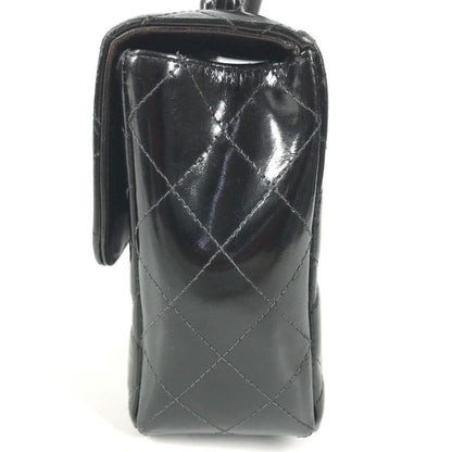 Chanel Handbag Top Handle Quilted CC Logo Vintage Patent Black — view 4