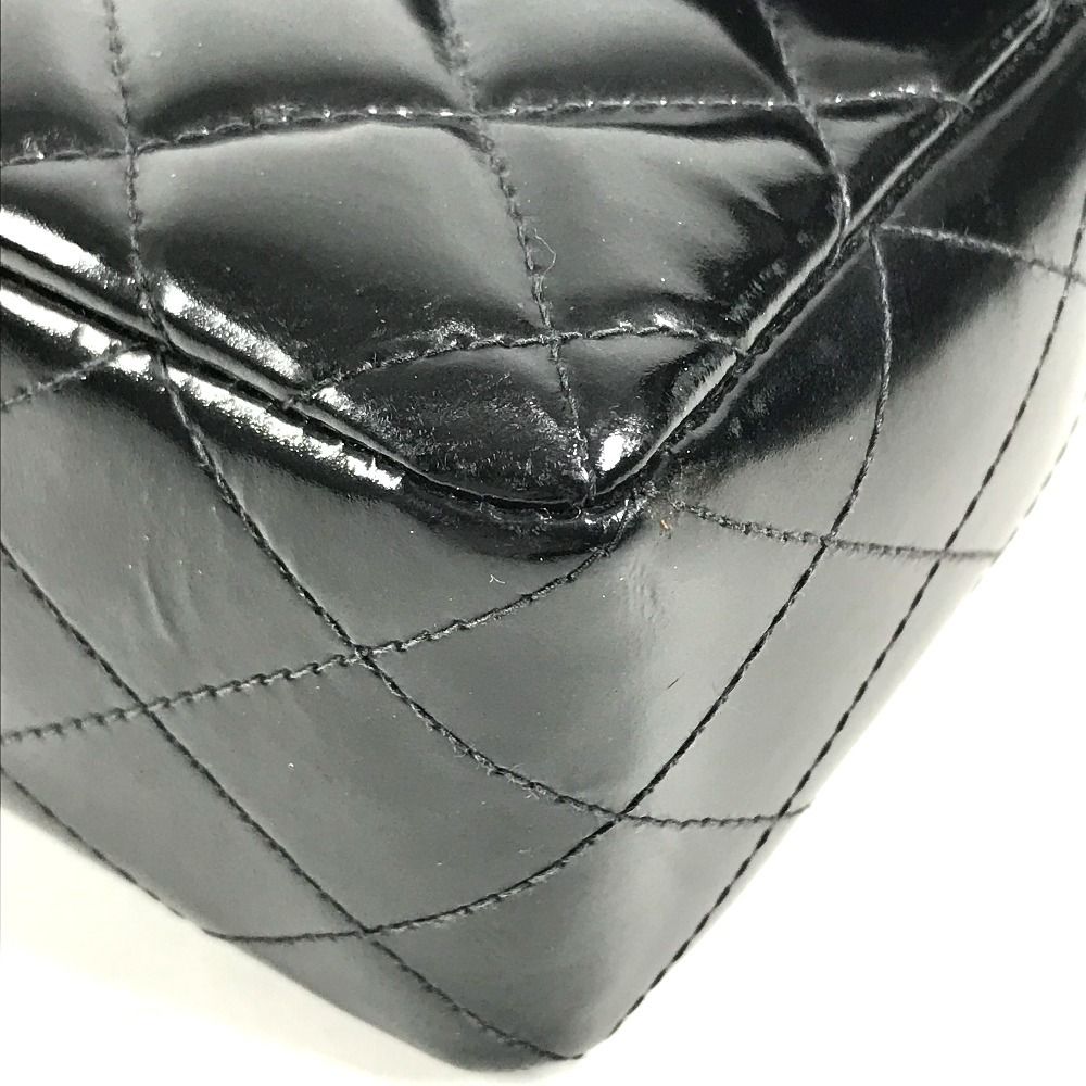 Chanel Handbag Top Handle Quilted CC Logo Vintage Patent Black — view 6
