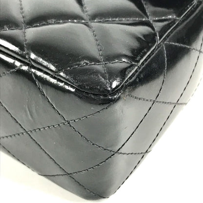Chanel Handbag Top Handle Quilted CC Logo Vintage Patent Black — view 6