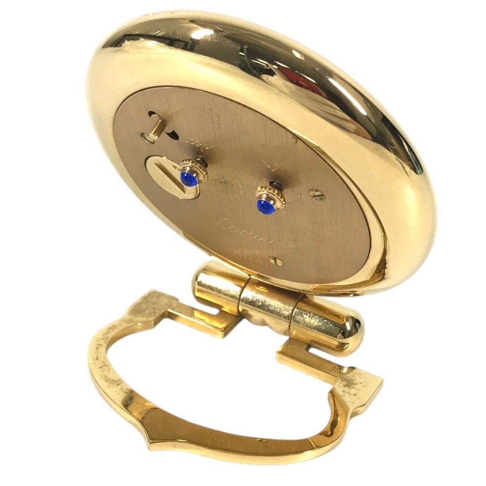 Cartier Table Clock Colisee Logo Watch Travel Gold Plated — view 3