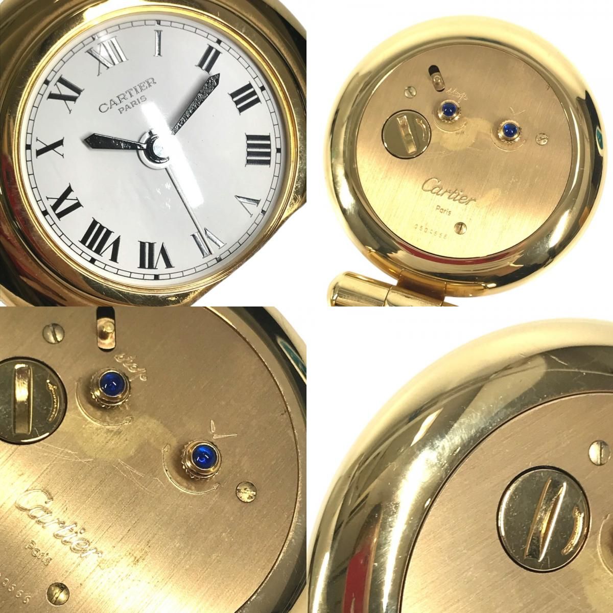 Cartier Table Clock Colisee Logo Watch Travel Gold Plated — view 8