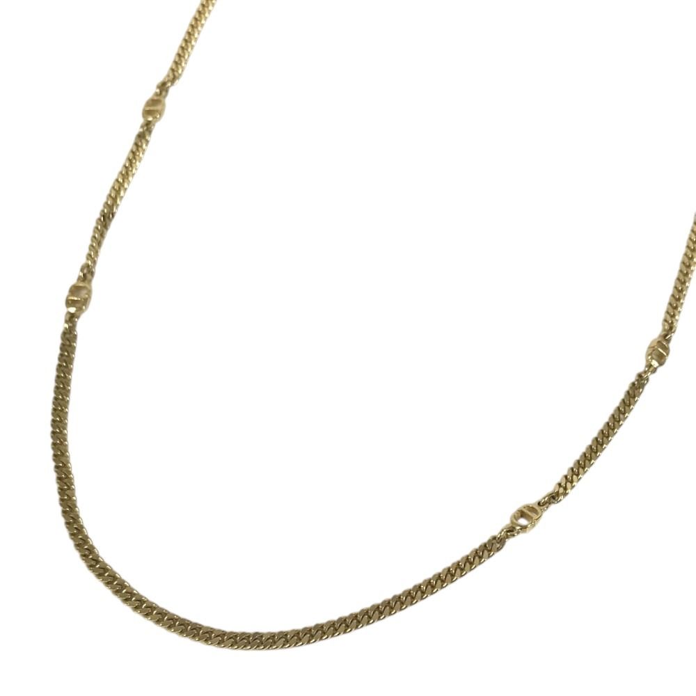 Dior Necklace Long CD Logo Vintage Metal Gold