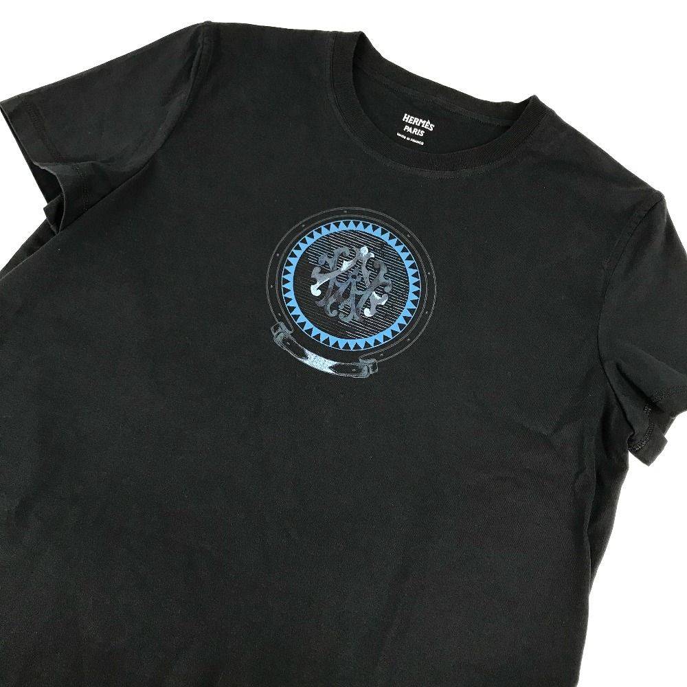 Hermes Short Sleeve T-Shirt Logo Cotton Navy — view 3