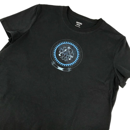 Hermes Short Sleeve T-Shirt Logo Cotton Navy — view 3