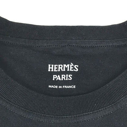 Hermes Short Sleeve T-Shirt Logo Cotton Navy — view 5