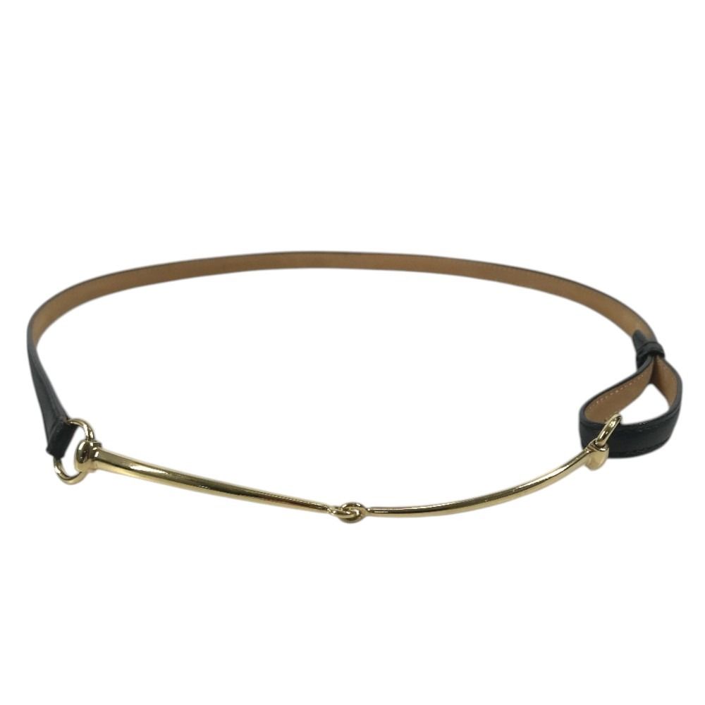 Gucci Belt Logo Horsebit Thin Leather Black