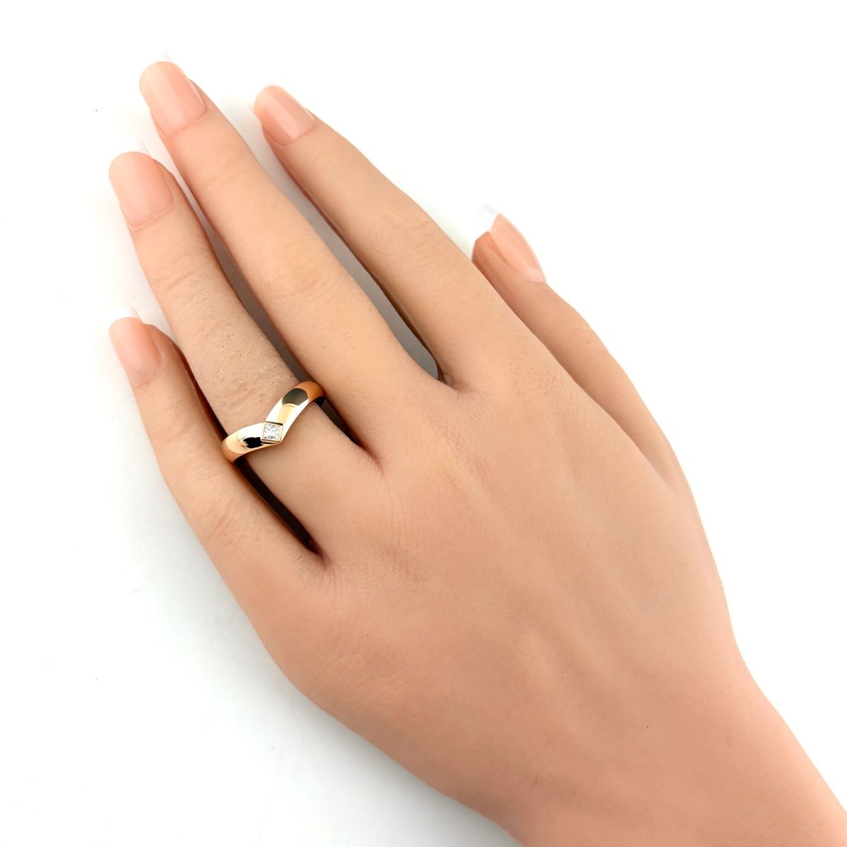 Cartier Triandle Pink Gold Ring Melee Diamond — view 6