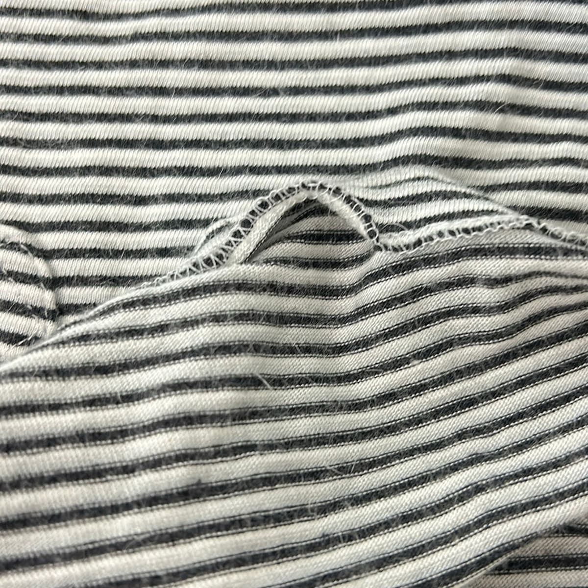 Chanel Long Sleeve Top S Black Light Gray White Turtleneck Border Asymmetric — view 5