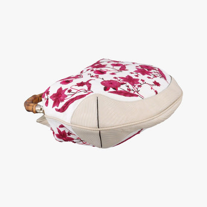 Gucci Bamboo White Bordeaux Flora Canvas Leather — view 7