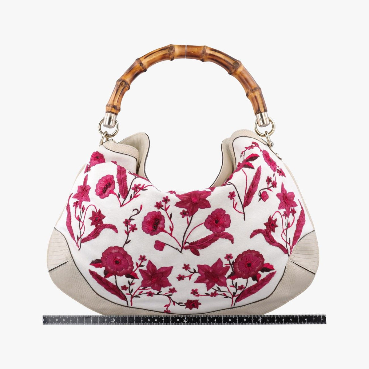 Gucci Bamboo White Bordeaux Flora Canvas Leather — view 2