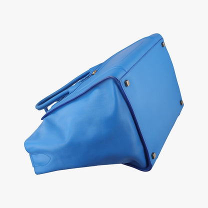 Celine Luggage Square Phantom Blue Leather Handbag — view 5