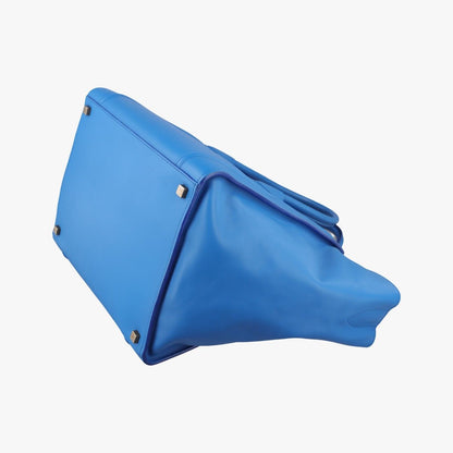 Celine Luggage Square Phantom Blue Leather Handbag — view 6