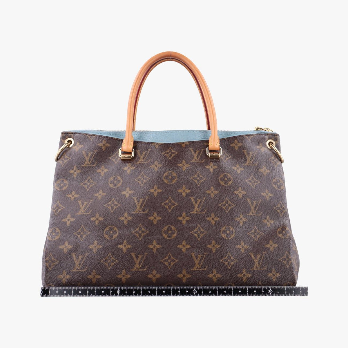 Louis Vuitton Pallas Monogram Brown Blue Ciel Canvas Calfskin Handbag — view 2