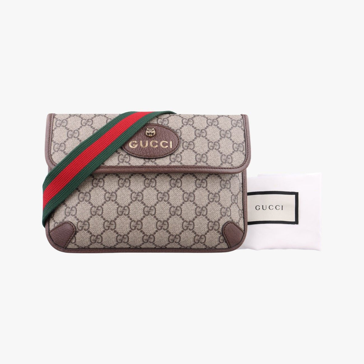 Gucci Neo Vintage GG Supreme Beige Brown Leather Handbag