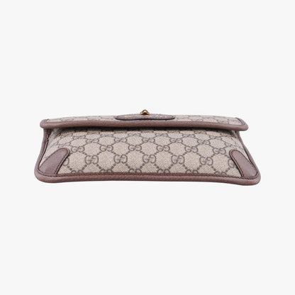 Gucci Neo Vintage GG Supreme Beige Brown Leather Handbag — view 3