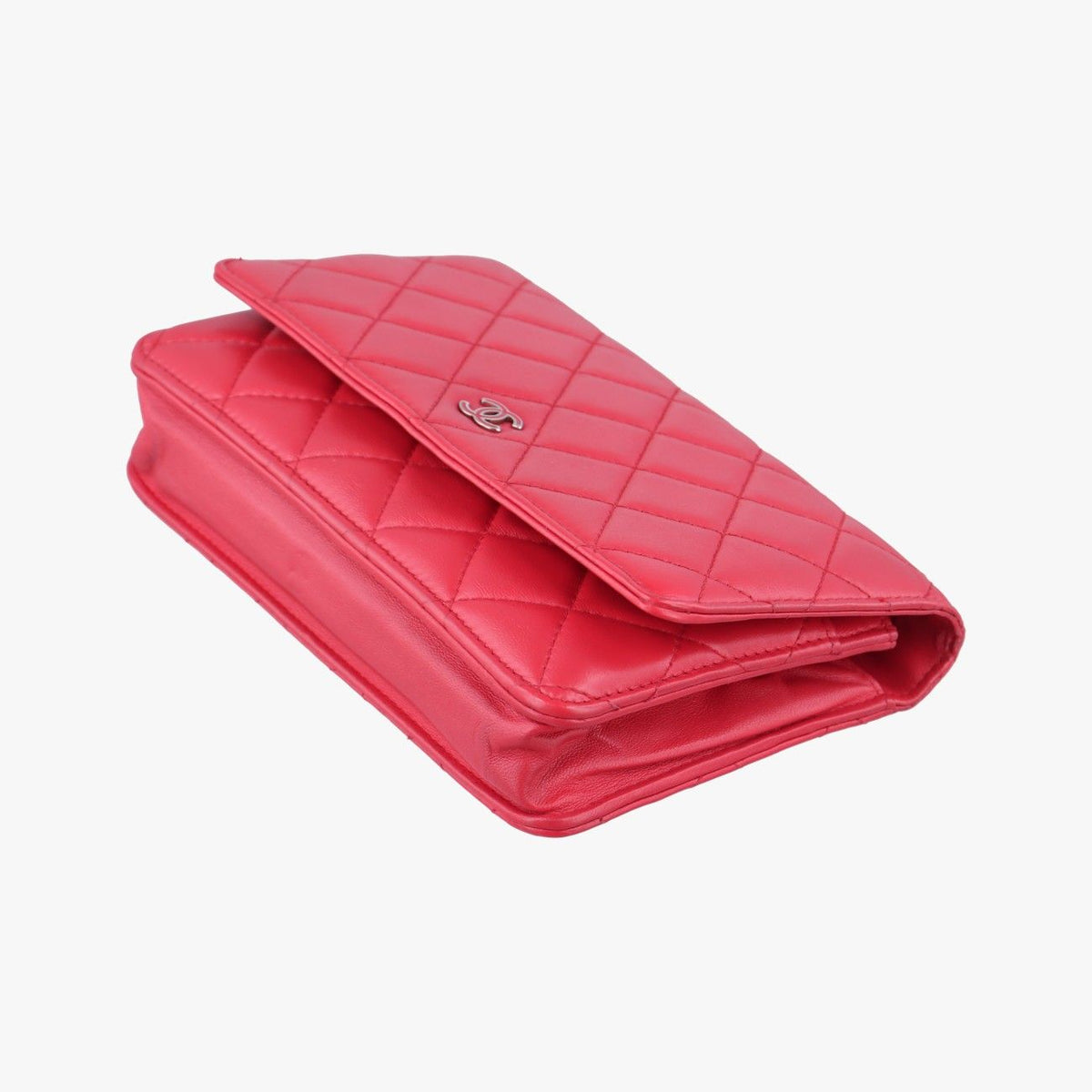 Chanel Quilted CC Logo Red Lambskin — view 4
