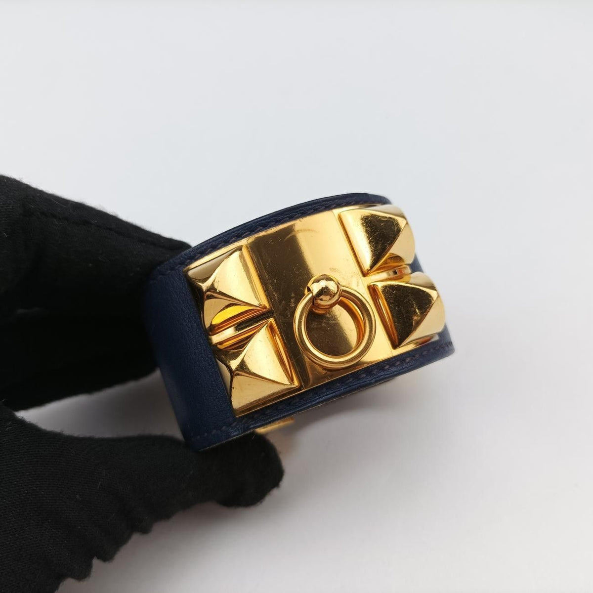 Hermes Collier de Chien Blue Gold Leather S — view 5