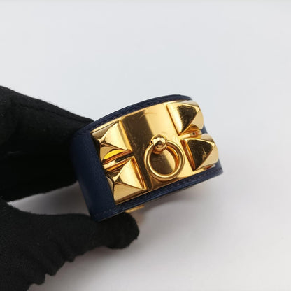 Hermes Collier de Chien Blue Gold Leather S — view 5