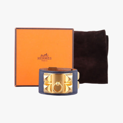 Hermes Collier de Chien Blue Gold Leather S — view 4