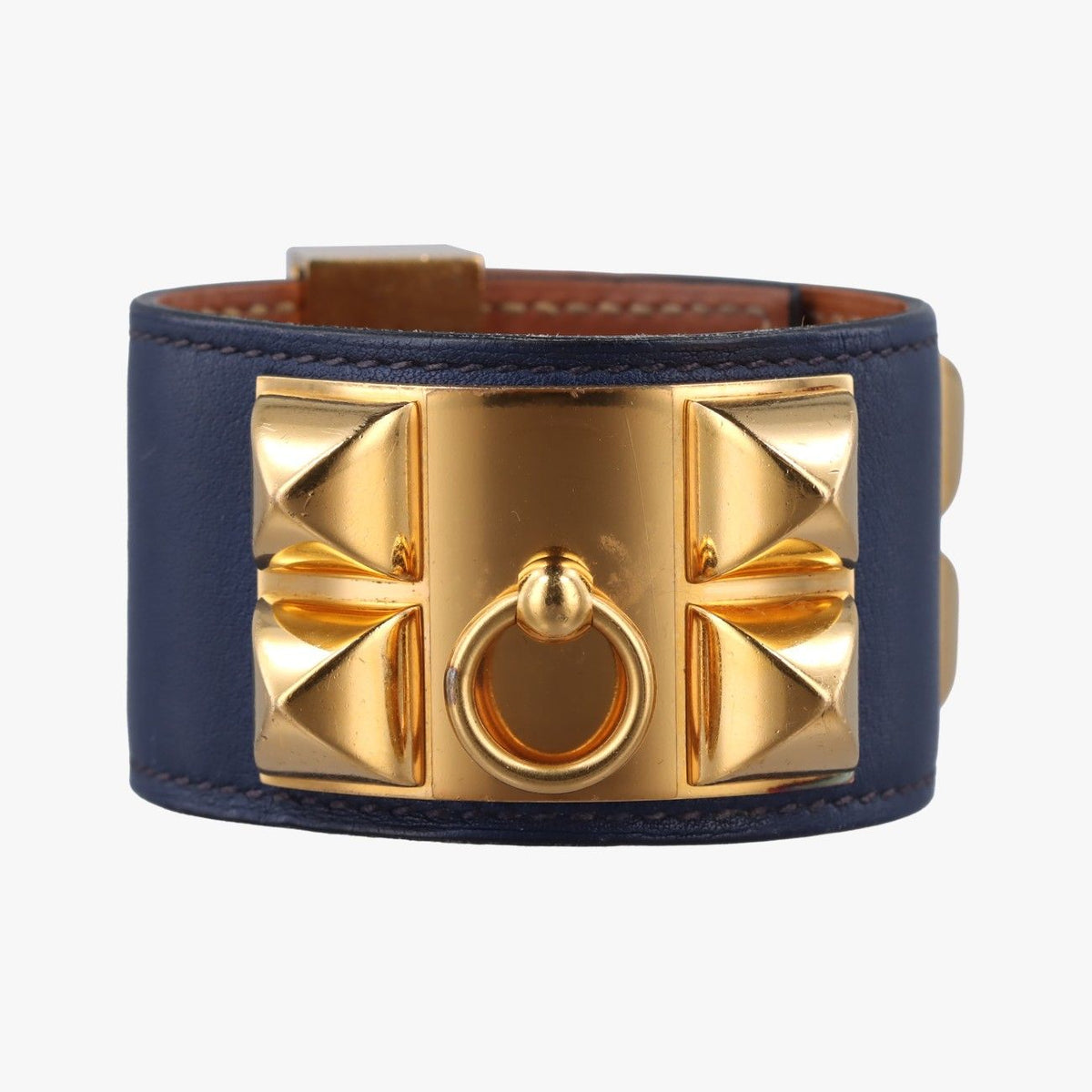 Hermes Collier de Chien Blue Gold Leather S