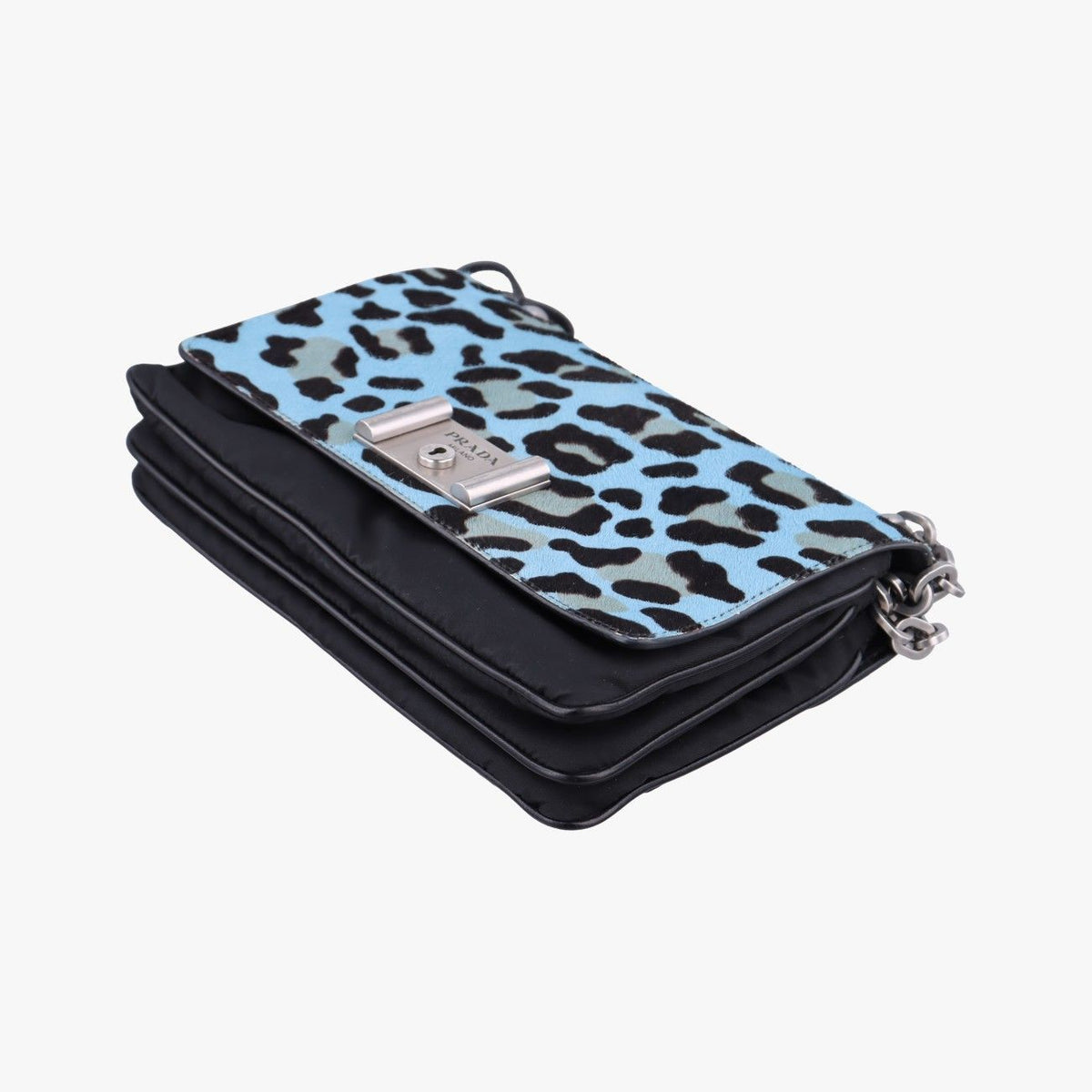 Prada Leopard Print Blue Black Calf Hair Nylon — view 4