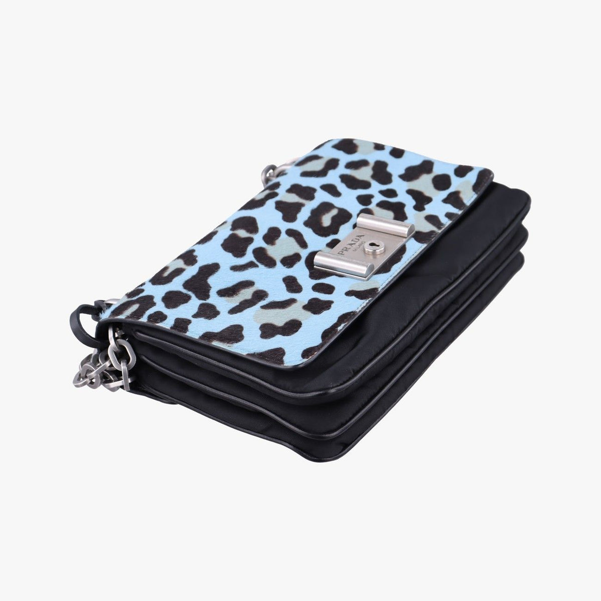 Prada Leopard Print Blue Black Calf Hair Nylon — view 5