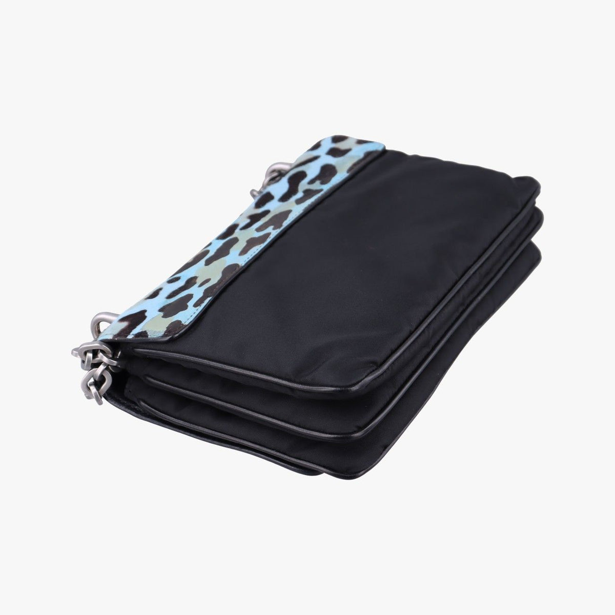 Prada Leopard Print Blue Black Calf Hair Nylon — view 7