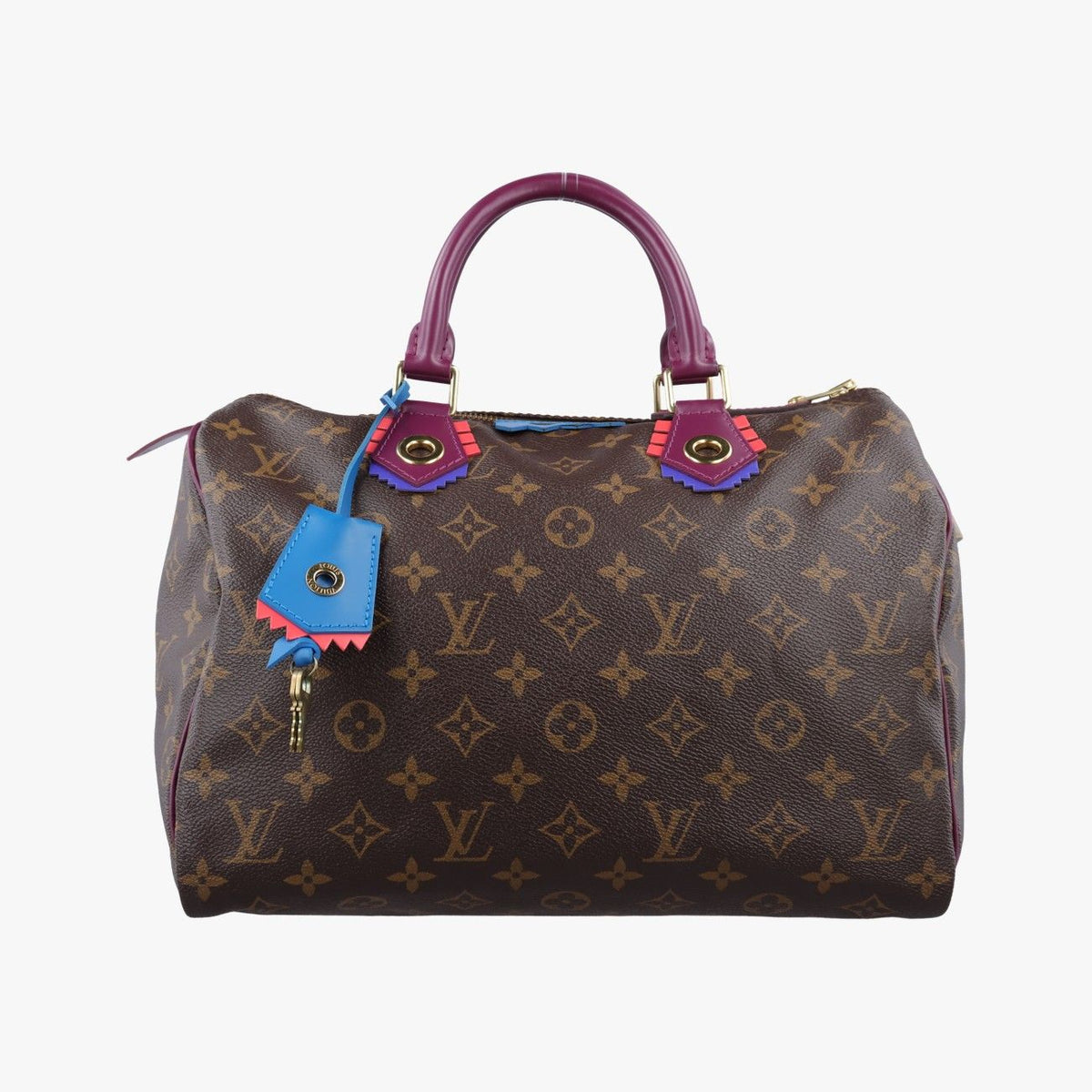 Louis Vuitton Speedy 30 Monogram Brown Magenta Totem Handbag