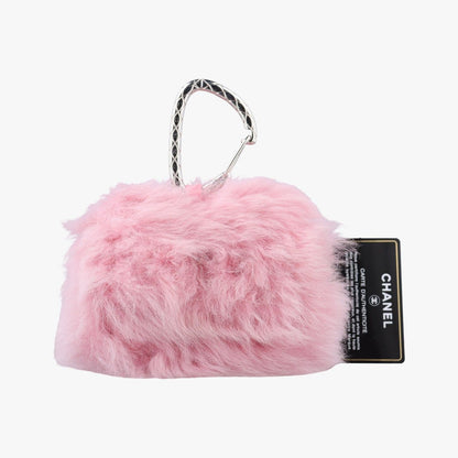 Chanel CC Hook Card Case Pink Shearling