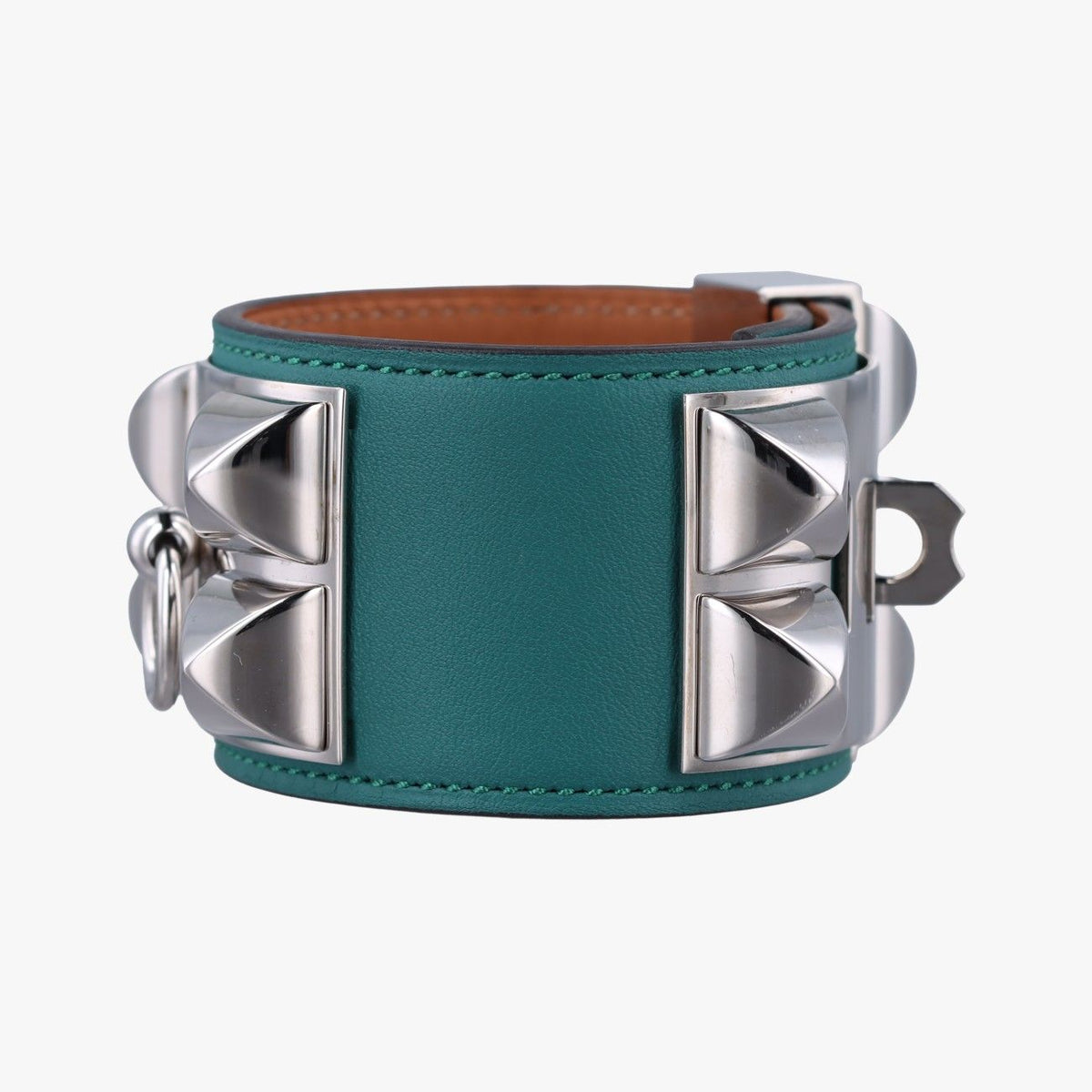 Hermes Collier de Chien Green Silver Leather S Q 48 — view 3