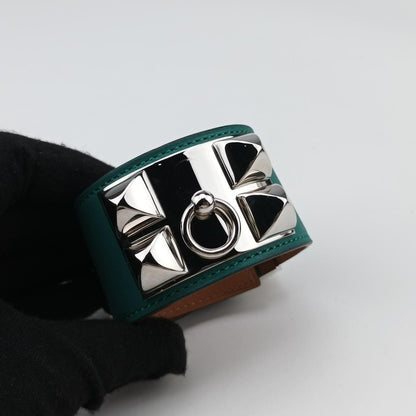 Hermes Collier de Chien Green Silver Leather S Q 48 — view 4