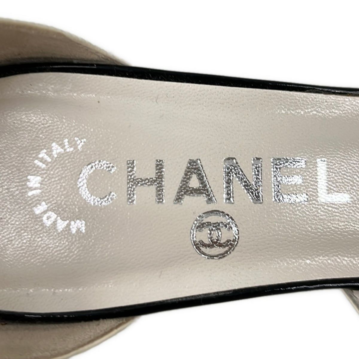 Chanel Pumps White Black Ankle Strap Leather Heels — view 5