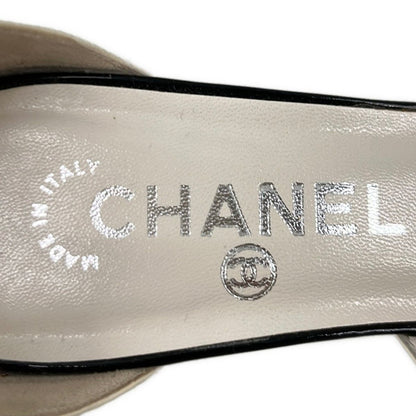 Chanel Pumps White Black Ankle Strap Leather Heels — view 5