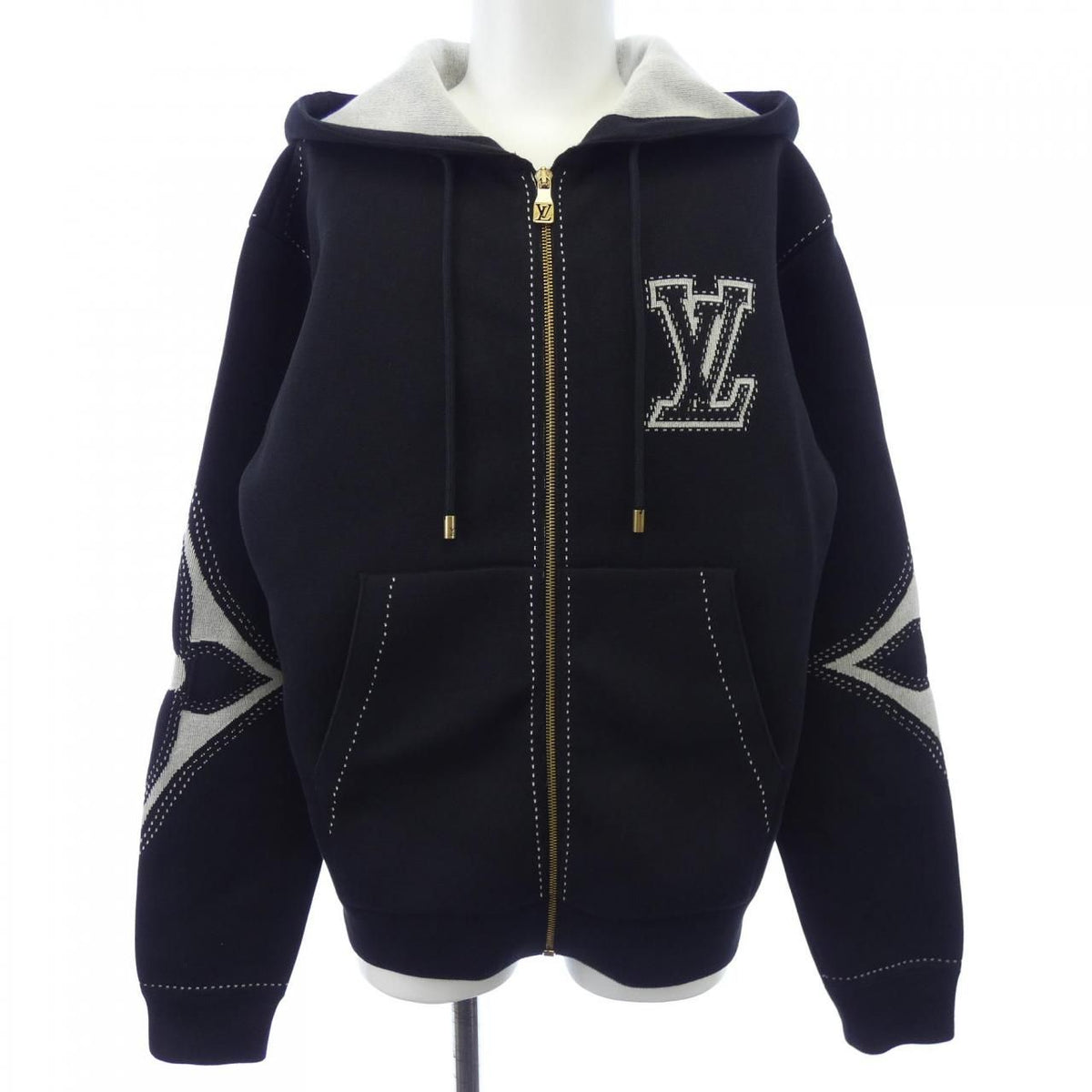 Louis Vuitton Graphic Intarsia Zip Cotton Hoodie