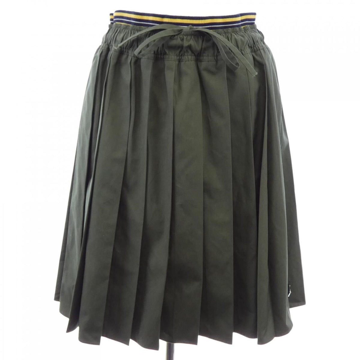 Prada Triangle Logo Pleated Color Poplin Midi Skirt