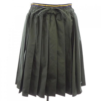Prada Triangle Logo Pleated Color Poplin Midi Skirt