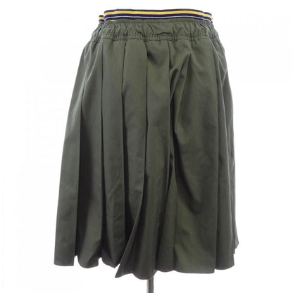 Prada Triangle Logo Pleated Color Poplin Midi Skirt — view 2