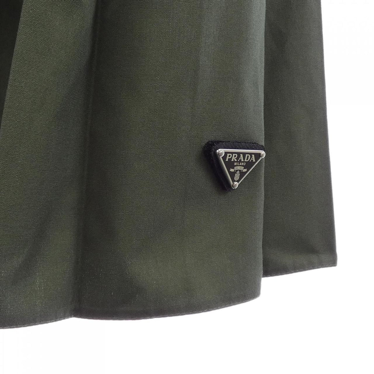 Prada Triangle Logo Pleated Color Poplin Midi Skirt — view 6