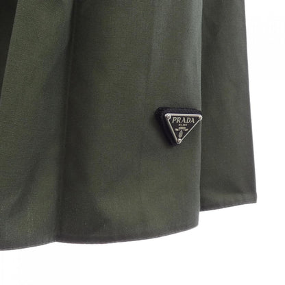 Prada Triangle Logo Pleated Color Poplin Midi Skirt — view 6