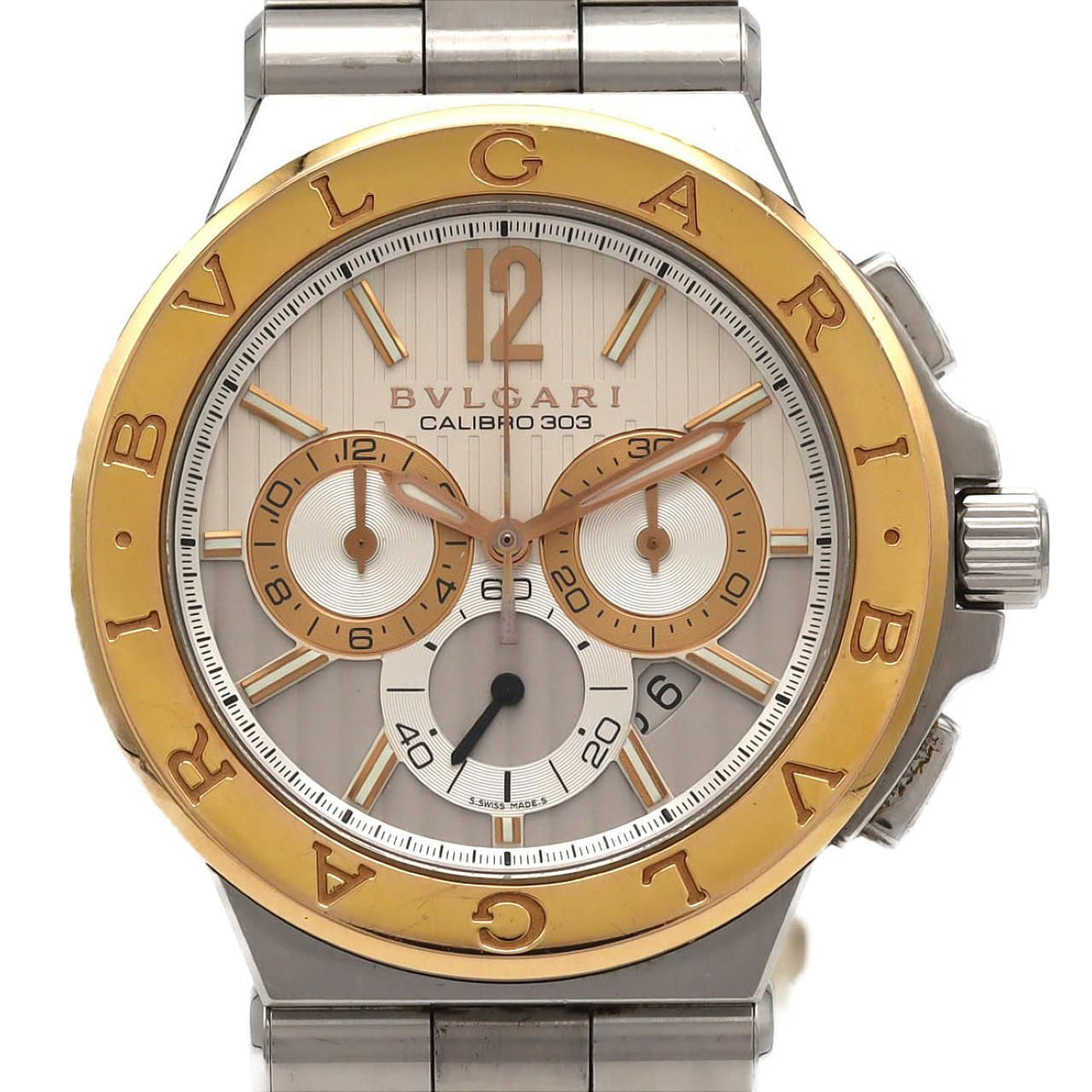 Bvlgari Bulgari Diagono Caribullo 303 PG Stainless Steel Pink Gold Automatic