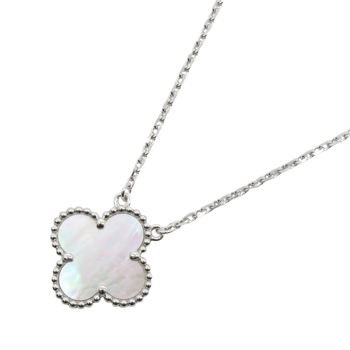 Van Cleef & Arpels Necklace Vintage Alhambra Mother of Pearl 41.5 18k White Gold