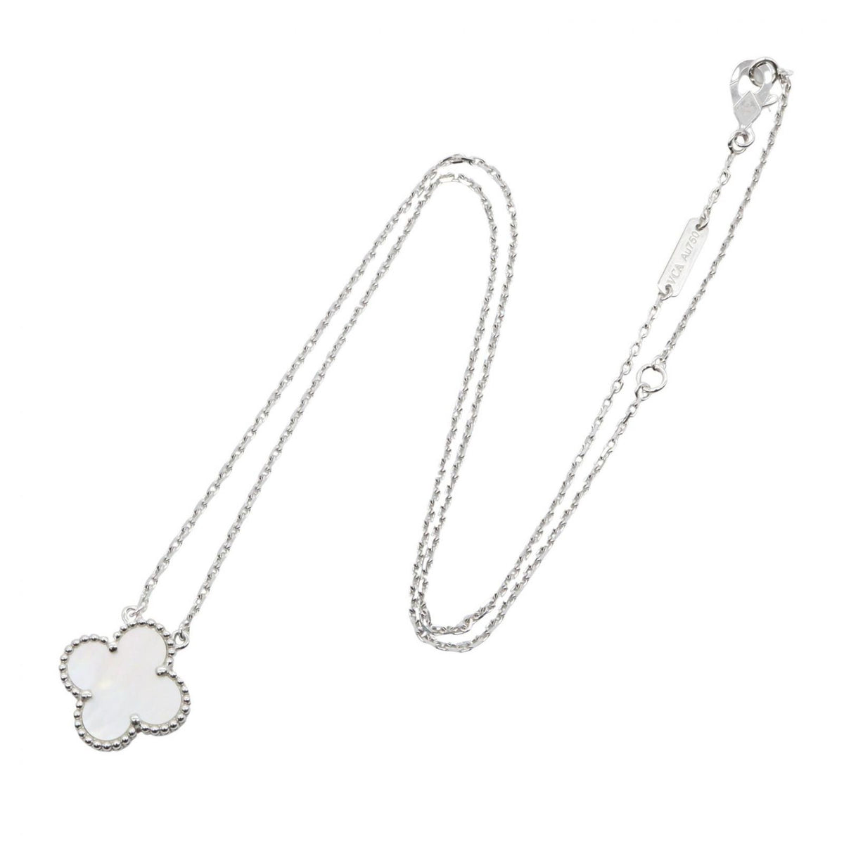 Van Cleef & Arpels Necklace Vintage Alhambra Mother of Pearl 41.5 18k White Gold — view 2