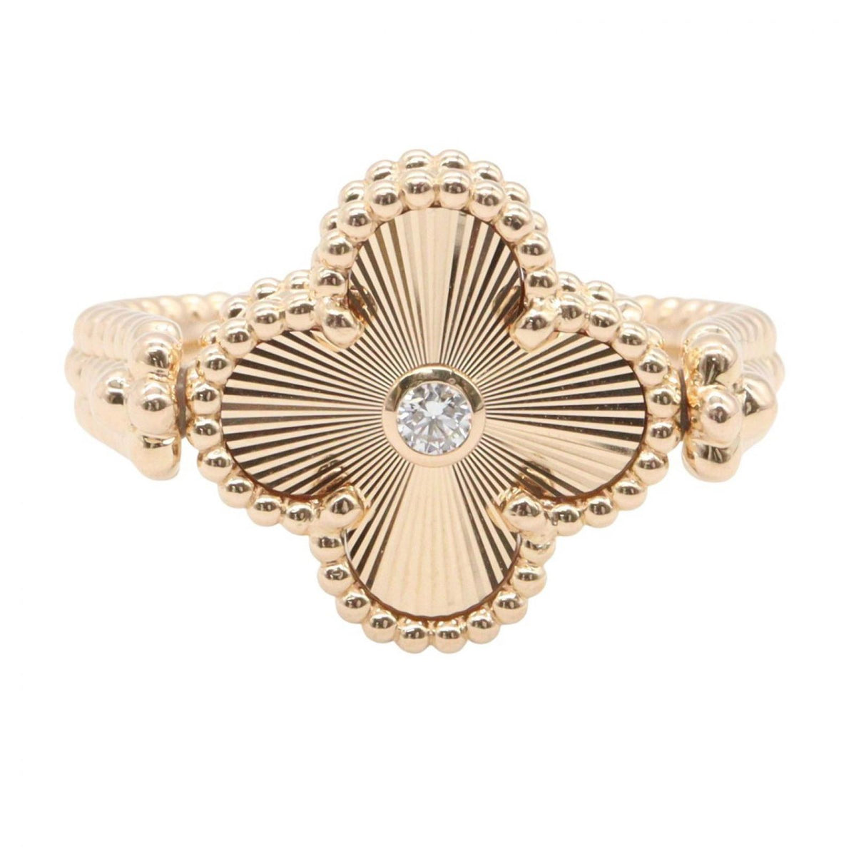 Van Cleef & Arpels Ring Alhambra Reversible Carnelian Guilloche Diamond Link — view 2