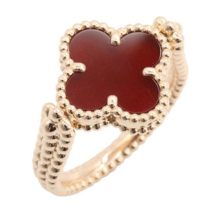 Van Cleef & Arpels Ring Alhambra Reversible Carnelian Guilloche Diamond Link — view 3