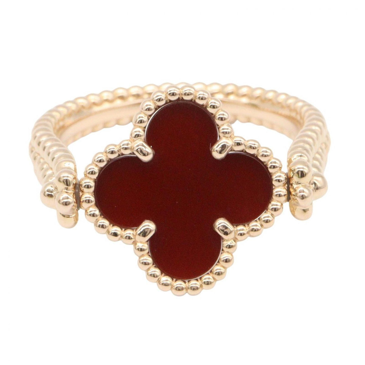 Van Cleef & Arpels Ring Alhambra Reversible Carnelian Guilloche Diamond Link — view 4