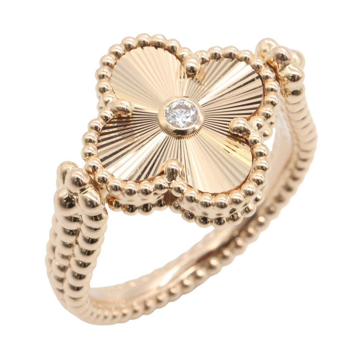 Van Cleef & Arpels Ring Alhambra Reversible Carnelian Guilloche Diamond Link