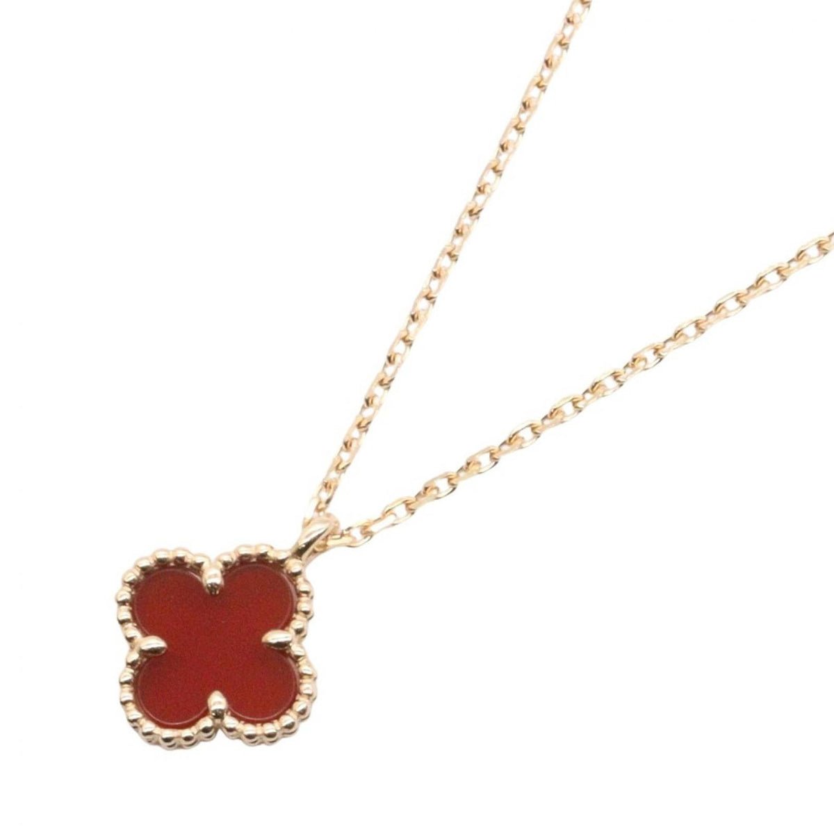 Van Cleef & Arpels Necklace Sweet Alhambra Carnelian 40.5 18k Pink Gold